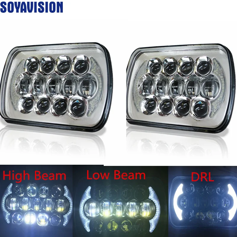 pair 5x7 7x6 inch led headlight 7 inch 105W headlamp replacements for 1986-1995 Jeep Wrangler YJ and 1984-2001 Jeep Cherokee XJ.jpPYUg