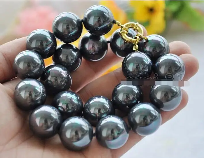 

Hot selling free shipping*******Rare Huge 20mm Genuine Rainbow Black South Sea Shell Pearl Necklace 18" AAA+