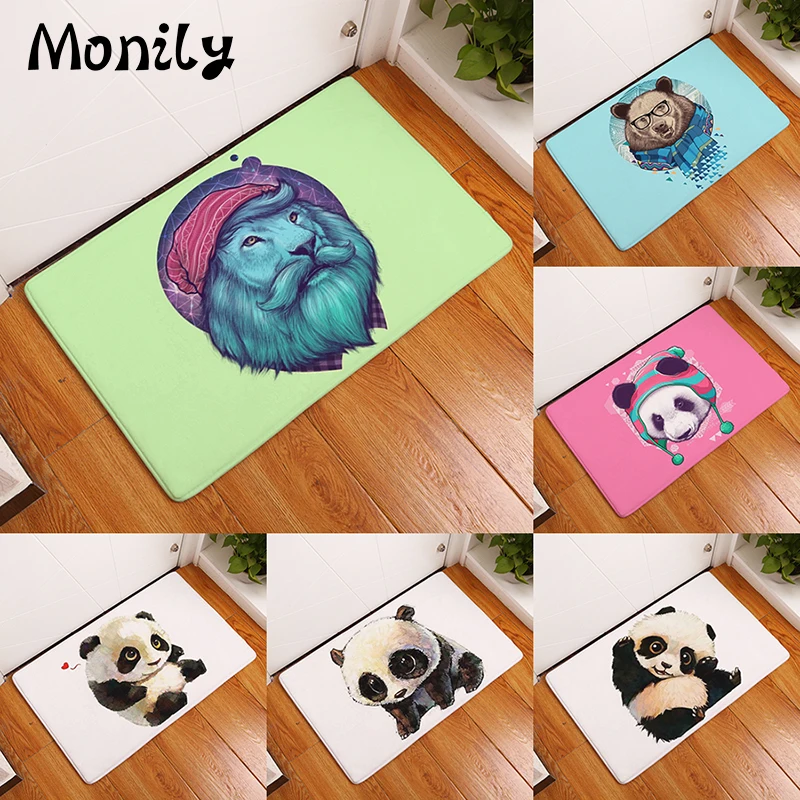 Monily Водонепроницаемый дверной коврик с рисунком милой панды медведя Льва