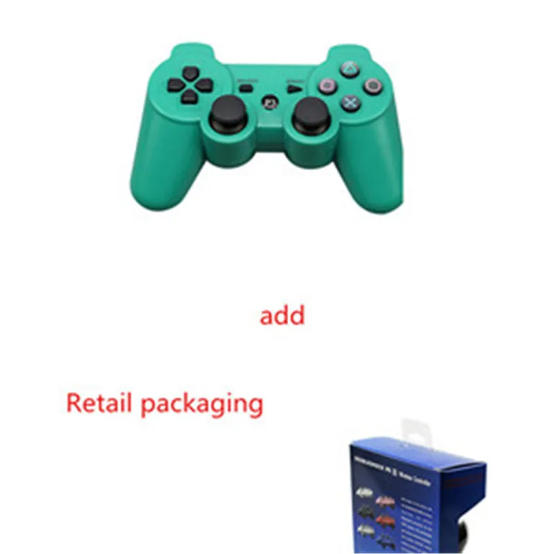 green with box Беспроводной Bluetooth контроллер для sony PS3 геймпад для Play Station 3 джойстик для sony Playstation 3 PC для Dualshock контроллер - Цвет: green with box