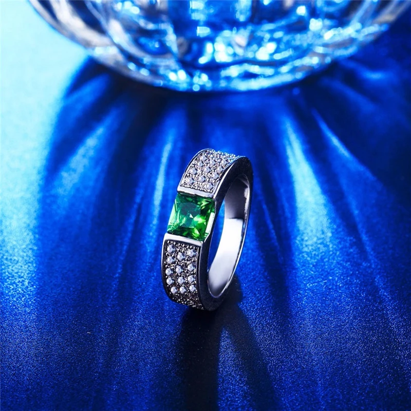 Dodo 585 Fashion Engagement Rings Women Square Green Stone Crystal Unique Anel Party Ring Wedding Vintage Jewelry Bijoux DR210 (3)