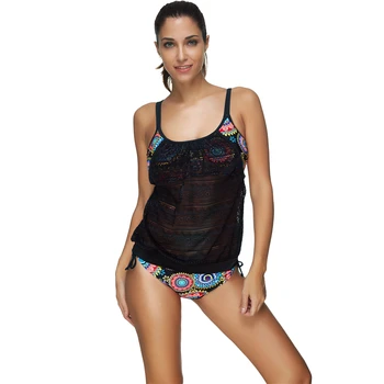 

LS1319 Women's 2017 Maios Beach Two Pieces Tank Top Double Push Up Indoor Swimsuit Large Size Swimwear Seafolly Balconette