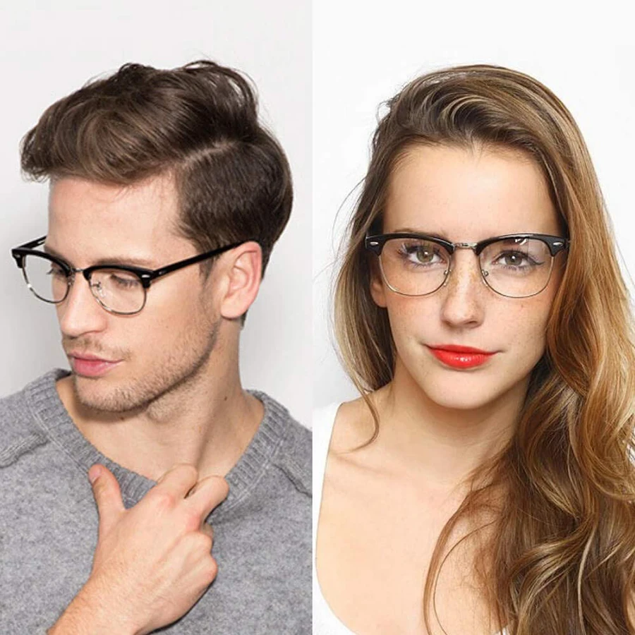 1,0-1,5-2,0-2,5-3,0-3,5~-5,0 близорукость памяти оптические очки половина оправы готовые очки Мужчины Женщины близорукие очки