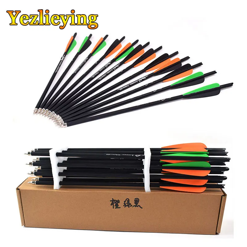 

Hunting Shooting 6/12Pcs Crossbow Carbon Arrow 16/20 Inches Spine 400 with Orange Green Black Feather for Crossbow Archery