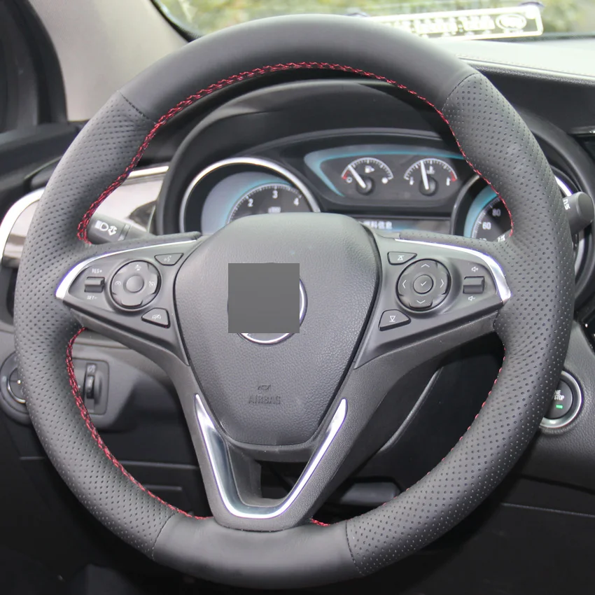 Черная кожаная ручная прошивка автомобиля рулевое колесо Крышка для Buick envision