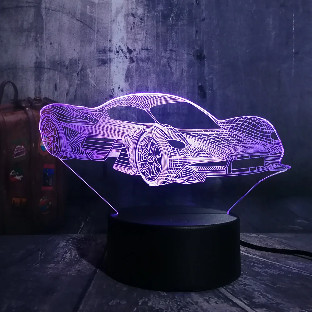 Novelty Cool Modern Feerrari Car 3d Led Night Light 7 Color Change