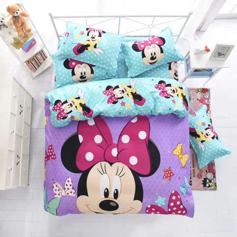 girl minnie mouse bedding set 3/4 pieces single twin size duvet covers