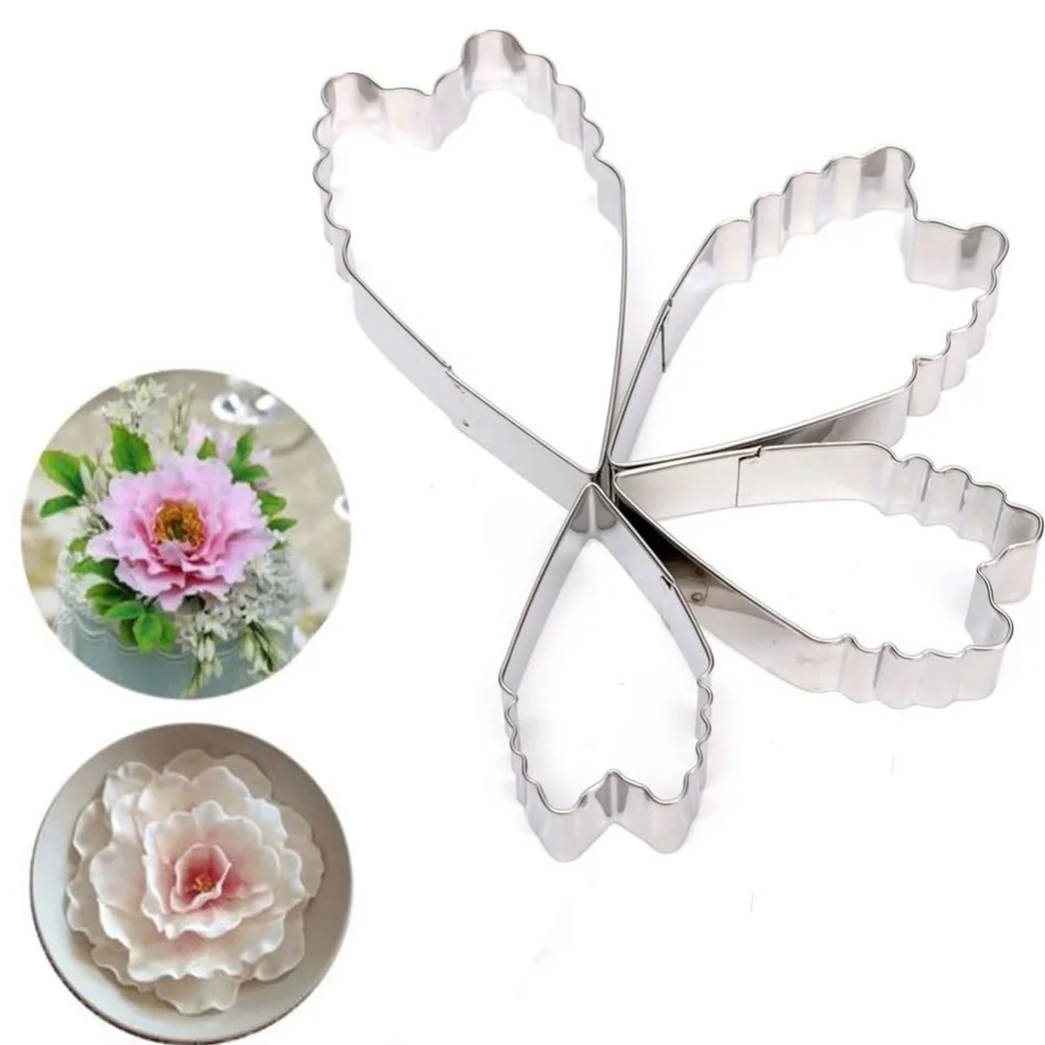 4pcs/set of Herbaceous Peony Flower Cutter Decor Fondant Cake Cutters