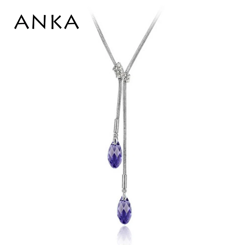 

Long Water Drop Necklace Crystal Y Style Pendant Crystals from Austrian Jewelry Rhodium Plated Nickel free lead free CE #83369