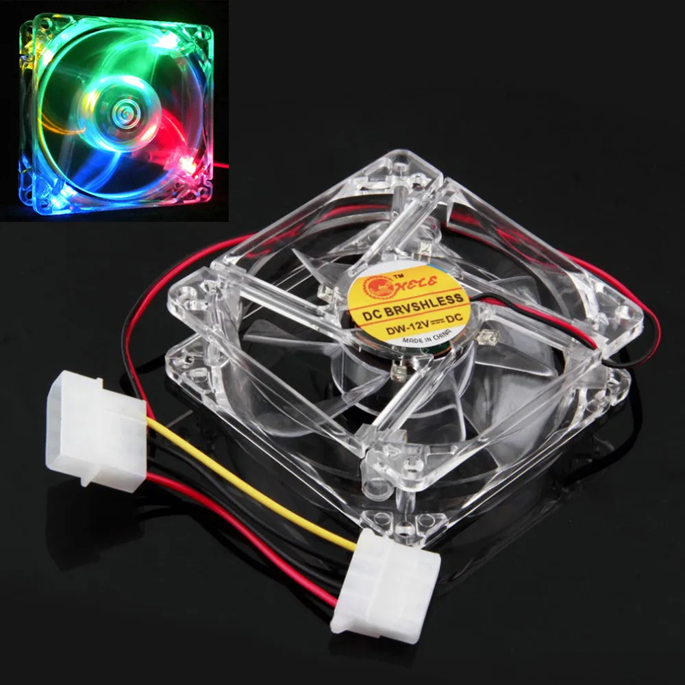 

Malloom 2019 Colorful Quad 4-LED Light Neon Cooling Fan Mod Cooler Clear 80mm PC Computer Case Wholesale