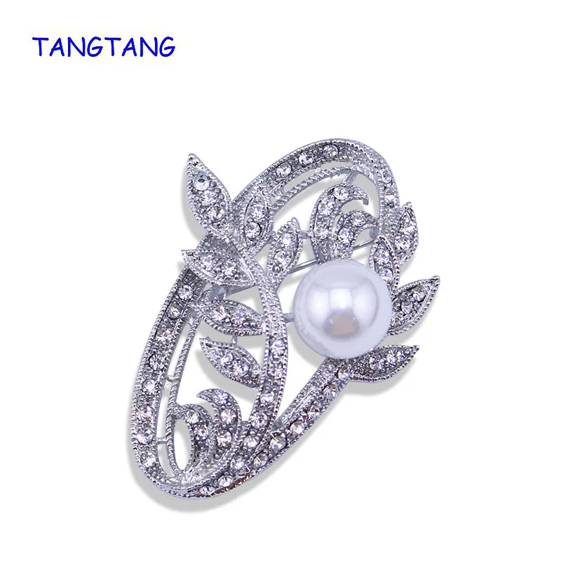 

Hot Trendy Retro Vintage Style Jewelry Simulated Pearl Leaf Shape Brooch Oval Rhinestone Pin For Men & Women New Item NO.:BH8181