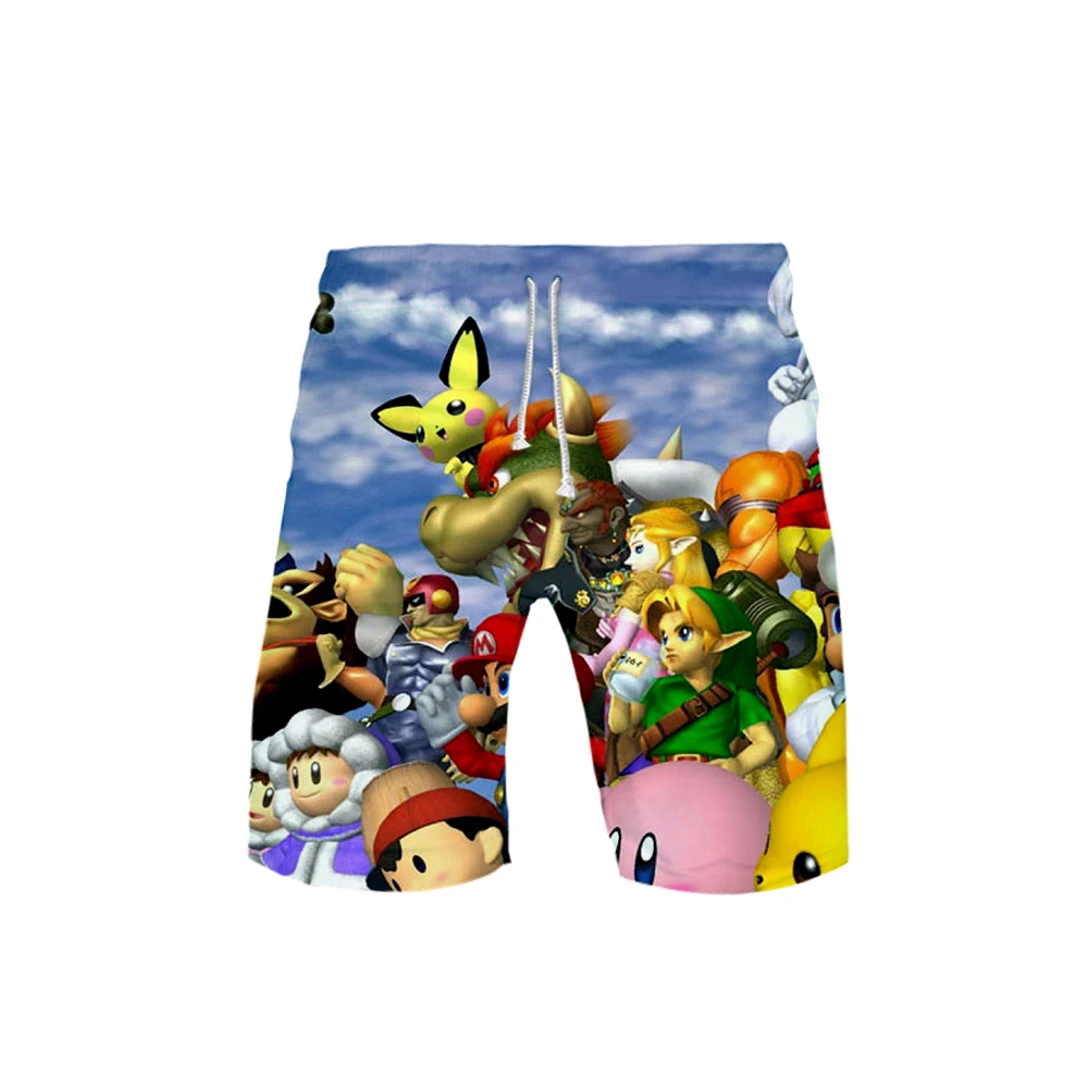 Super Smash Bros. мужские летние повседневные пляжные шорты с 3D принтом, повседневные мужские летние шорты, горячая Распродажа, 3D пляжные шорты плюс