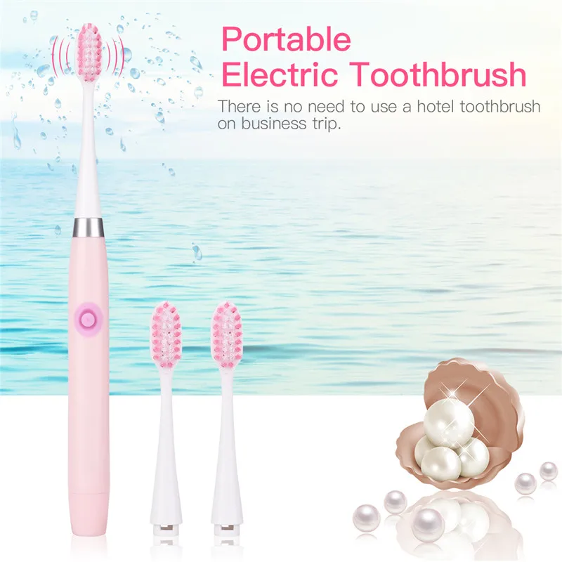 

Whole Body Waterproof Electric Toothbrush Sonic Vibration Tooth Brush Slim Bristle Teeth Whitening Brush with 2 Replace Head 0