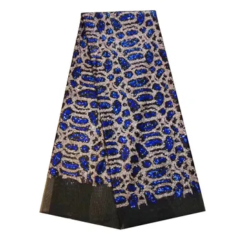 

Latest African Lace Fabrics French Blue Red Gold Sequins Lace Fabric 2018 Nigerian French Net Lace Fabrics HJ1224-1