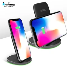 Ascromy Беспроводной Зарядное устройство для iPhone X XS Max XR 8 плюс док-станции зарядки для samsung S8 S9 плюс 10 W стойте Qi Chargeur
