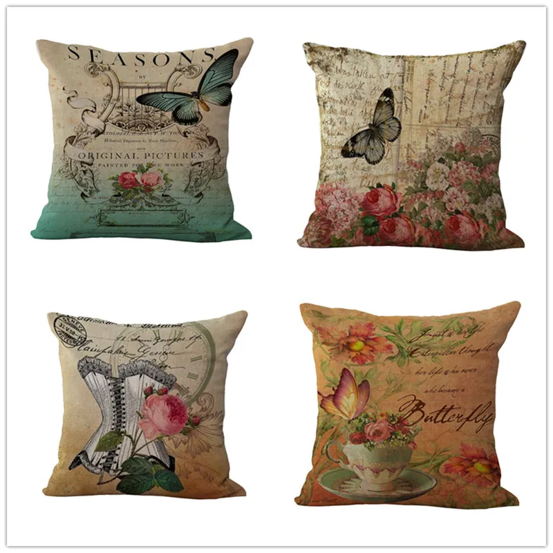 

18" Square Decorative sofa throw pillows French flowers printed garden cushion Chair seat cushion for retail