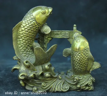 

Chinese China Folk Traditional Culture Brass Bronze statue Carp Jump Dragon Gate Healing Medicine Decoration 100% Brass Bronze