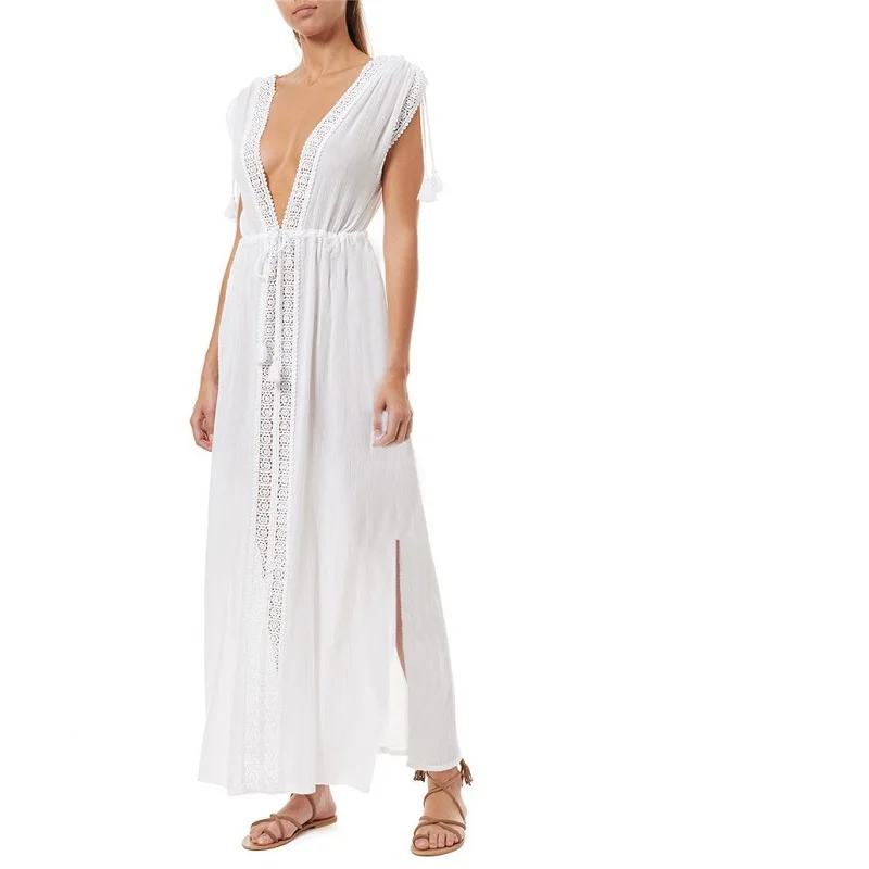 Womens V-Neck Cut Loose Bathing Suit Swimsuit Cover Ups Beach Dress Womens V-Neck Cut Loose Bathing Suit Swimsuit Cover Ups Beach Dress