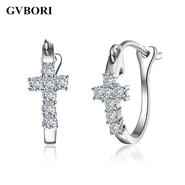 Cross 0 2carat Natural Diamond Earrings Hoop Jewelry Cross 0 2carat Natural Diamond Earrings Hoop Jewelry For Women Very Good Cut 18k