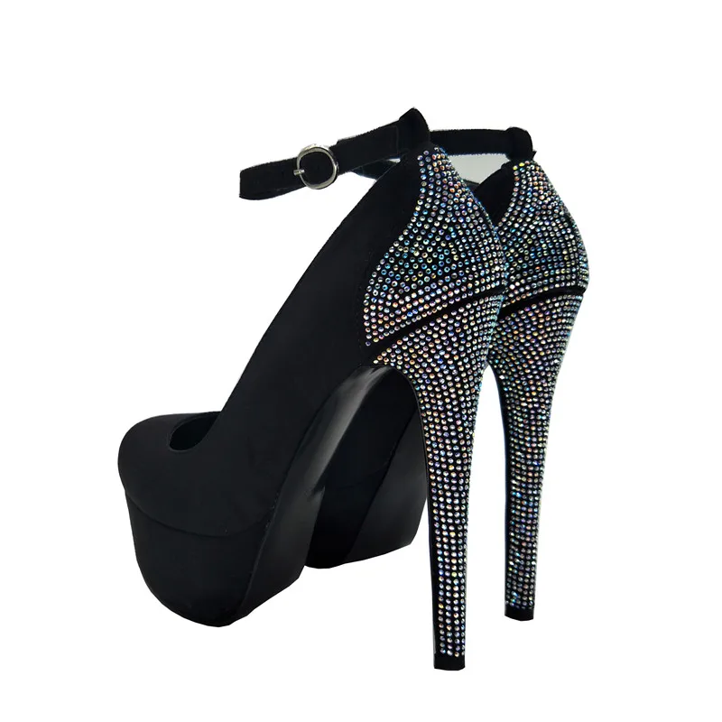 Original Intention US Size 4-10.5 Super High Heels Sexy Black Pumps New Fashion Platform Women Flock Pumps Autumn Shoes Woman