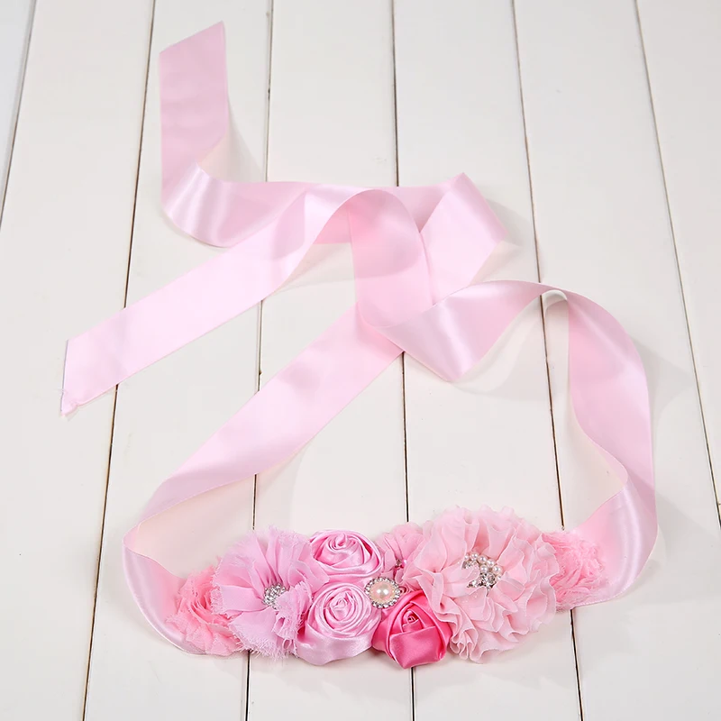 Purple, Pink, Sky Blue Kids Belts Girls Satin Rhinestone Women Children Flower Belt for Party Wedding Dresses Flower Girl Sash