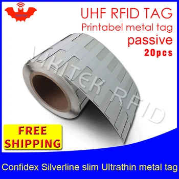 

UHF RFID ultrathin metal tag confidex silverline slim 915m 868m Impinj M4QT EPC 20pcs free shipping big printable PET RFID label