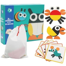 Монтессори детские головоломки игра мультфильм животных 3D головоломки развития воображения детские образовательные игрушки для детского сада детей