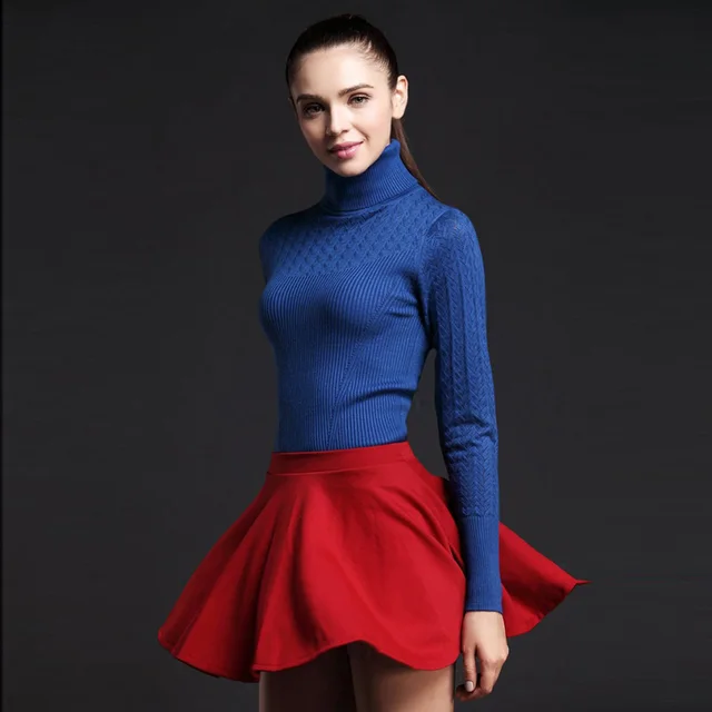 2015 autumn and winter long sleeve tight woman sweater Turtleneck