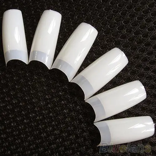 

500 Pcs White False Acrylic Nail Tips Nude Half Nails Tips 10 Sizes False Nail Art Decoration Nail Art Tool