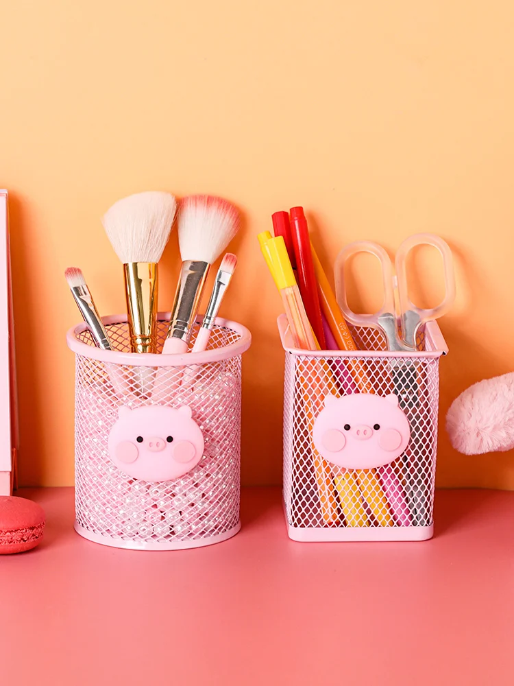 

Iron Hollow Cartoon Small Pencil Holder Office Accessories Stationery Storage Box Creative Student Simple Desk Organizer Pen Sta