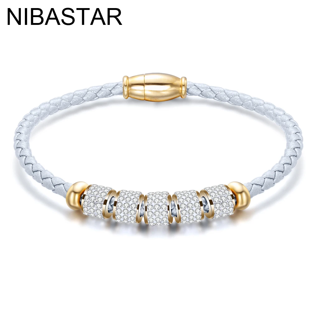 Leather Stainless Steel Bracelet Jewelry