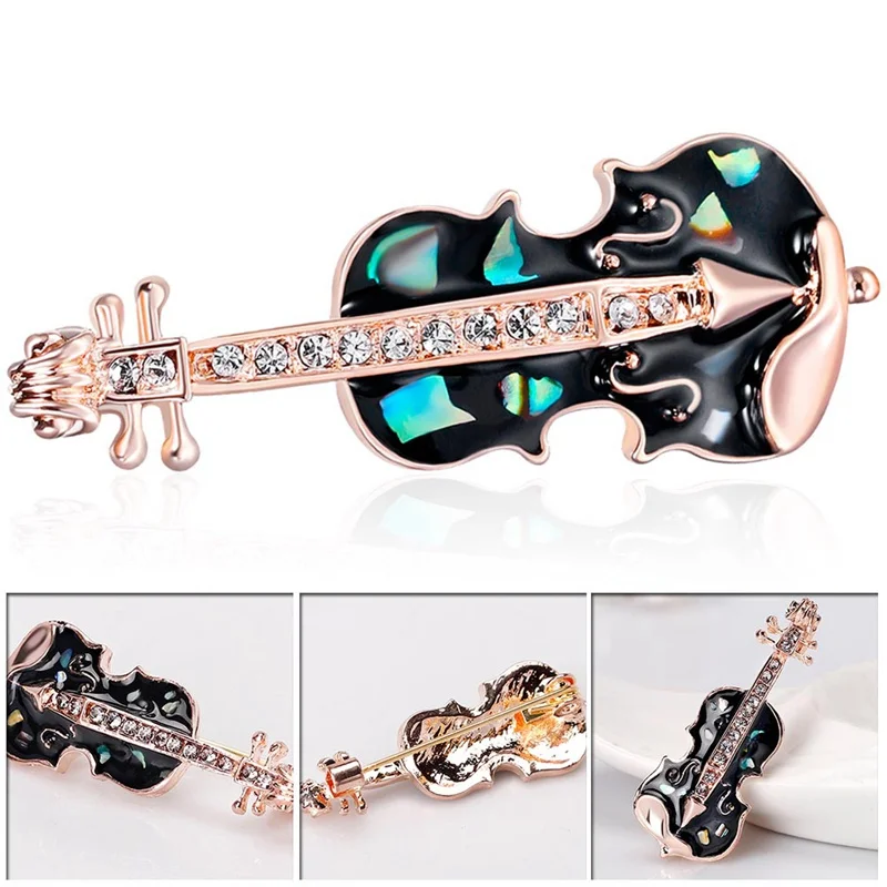 

1PCS Guitar Shaped Brooches Enamel Abalone Shell Apparel Accessory Musical Instruments Lapel Pin Club Badge Brooch Joyeria Gifts