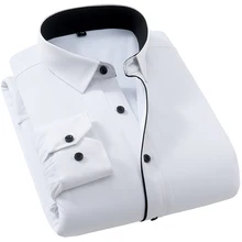 Большие размеры 8XL 7XL 6XL 5XL 4XLL Осень Зима теплые мужские Рубашки повседневные белые с длинным рукавом брендовые деловые формальные рубашки