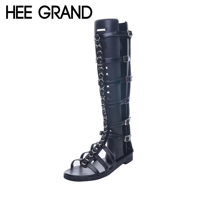 HEE GRAND/брендовые модные сандалии-гладиаторы с металлической цепочкой женская