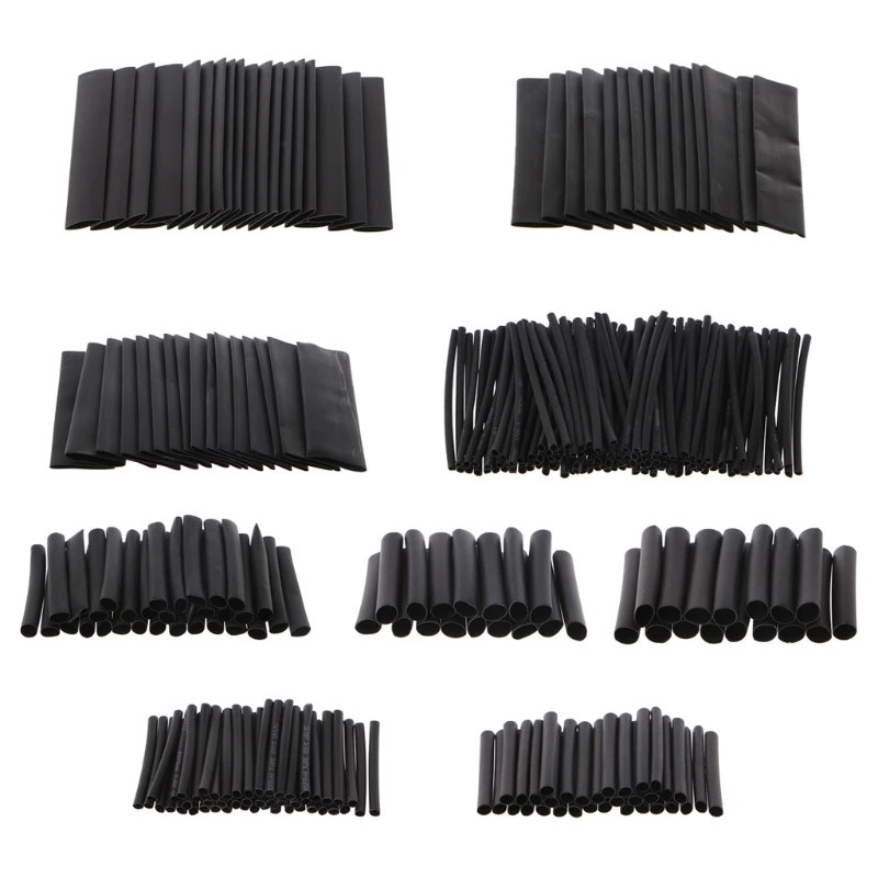 

328 Pcs Heat Shrink Tube 8 Sizes Black Tubing Wrap Sleeve Set Insulation Protection