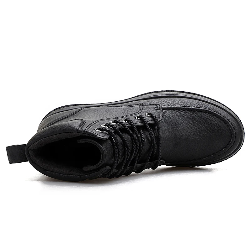 Мужские кожаные ботинки с круглым носком chaussure homme 3 цвета однотонные