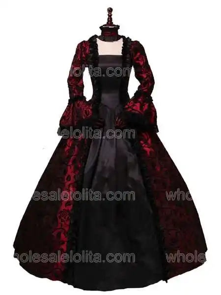 Renaissance-Gothic-Dark-Queen-Dress-Ball-Gown-Steampunk-Vampire-Halloween-Costume-119R_D119RedFloralA-1 - (1)