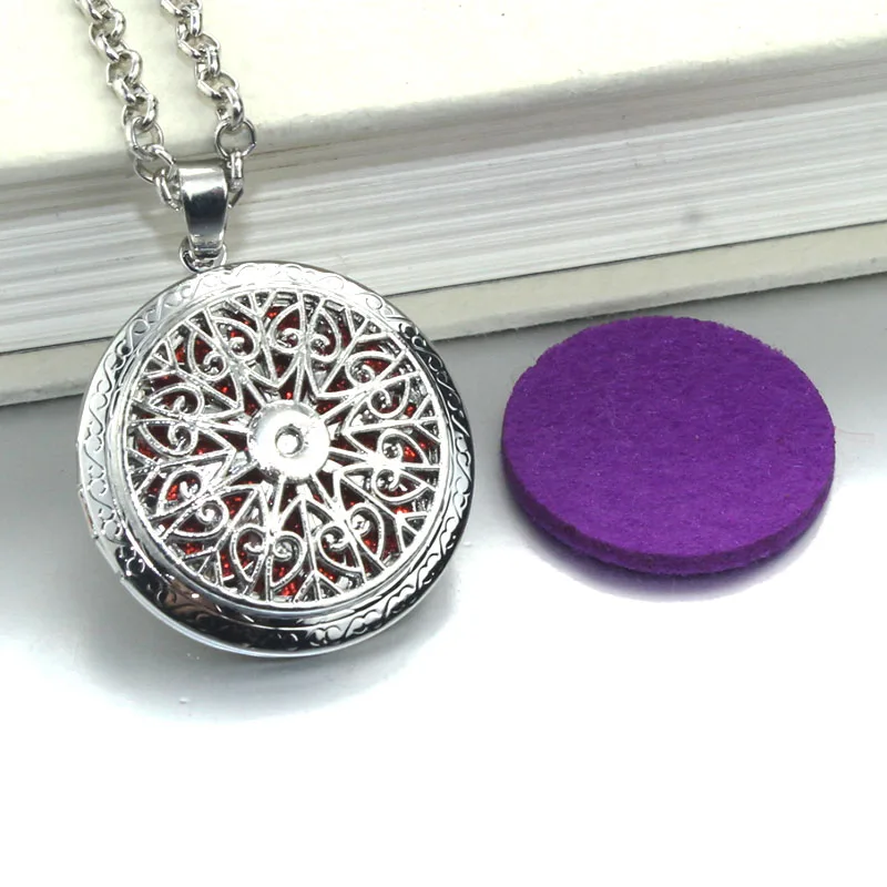 Round Aroma Diffuser Open Antique Lockets Pendant Perfume Essential Oil