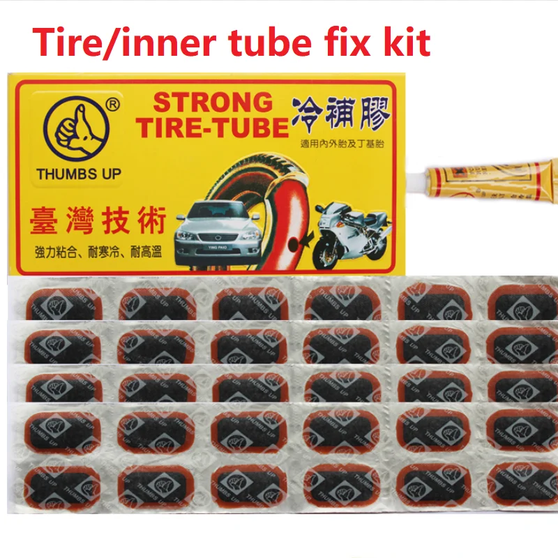 

Bike/Motor Bike/Auto car Inner Tube/tubeless tire Repair Fix Kits Rubber Pads With Glue, Inner Tube Tire Fix Patch Glue Tools
