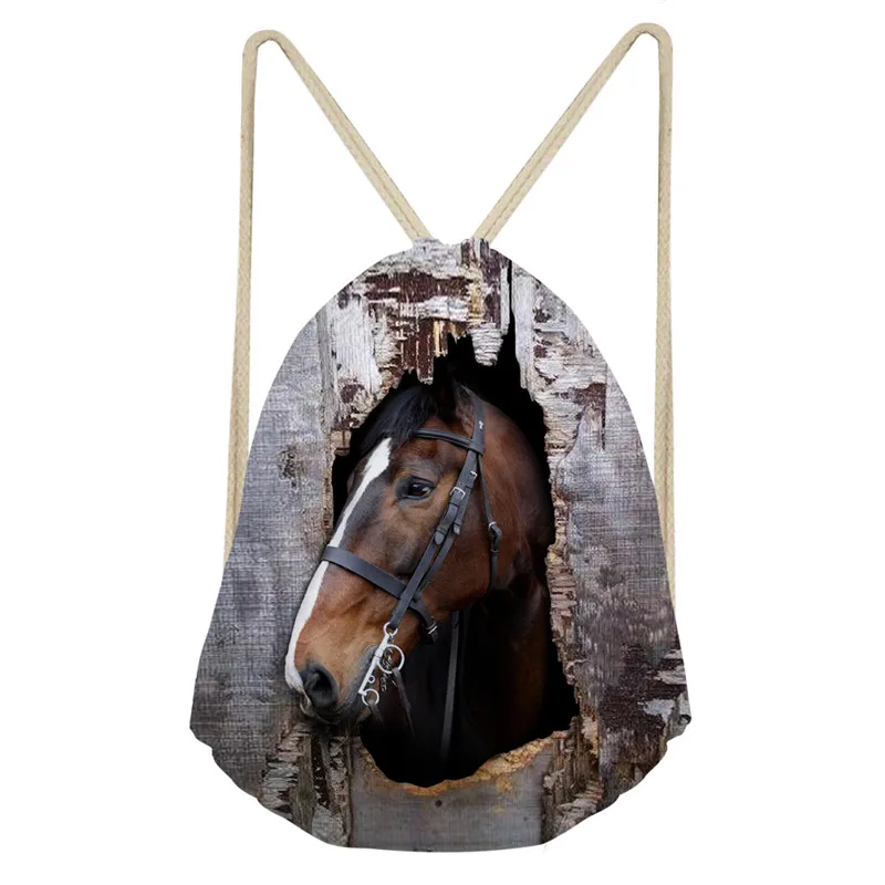 C0351Z3 THIKIN Horse напечатанный женский рюкзак, женская сумка на шнурке, маленькие стринги с кармашком для покупок, для детей, для девочек, на каждый день, на заказ, Mochila портативный - Цвет: C0351Z3