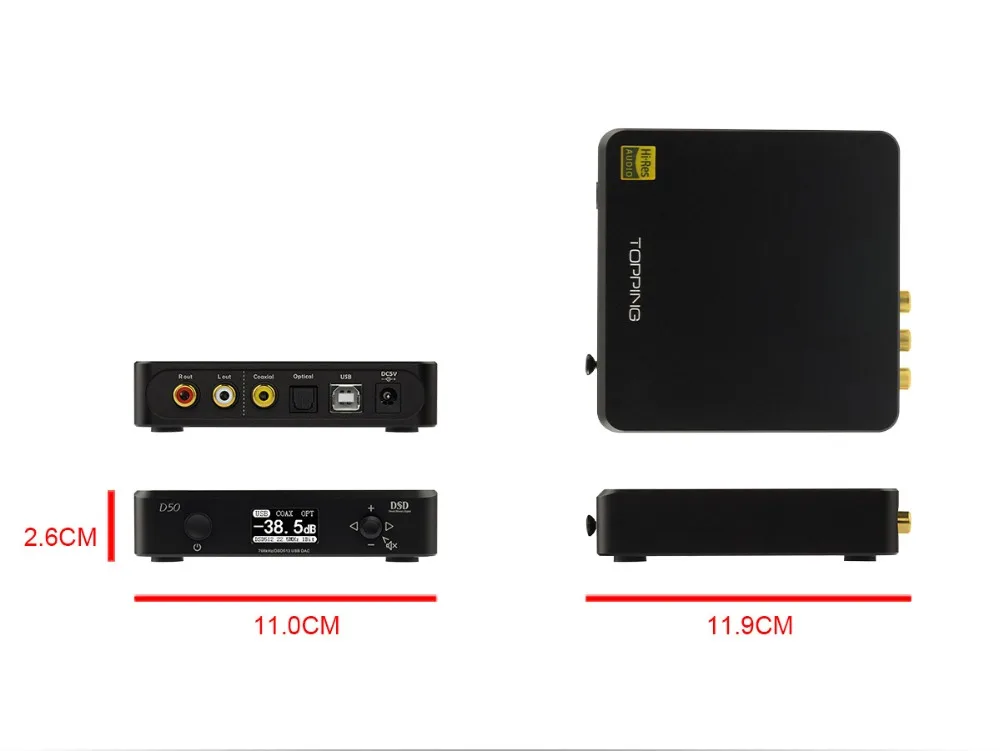 Топпинг D50 Мини HIFI аудио декодирование ES9038Q2M* 2 USB ЦАП XMOS XU208 DSD512 32 бит/768 кГц OPA1612 USB/OPT/коаксиальный вход