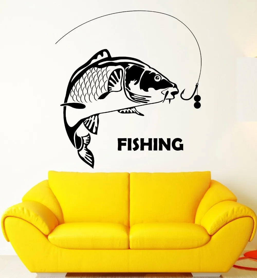 Fishing vinyl removable wall Sticker Fish Decal Posters wall Mural home