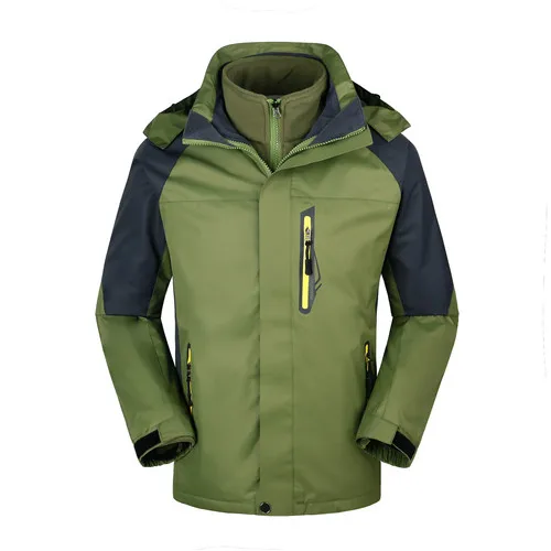 Мужские куртки для походов и кемпинга 3 в 1 ветровка пальто 110 - Цвет: Зеленый