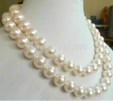 

lady's women's silver jewelry 10mm White Sea Shell Pearl Necklace 35"AAA beads jewelry making