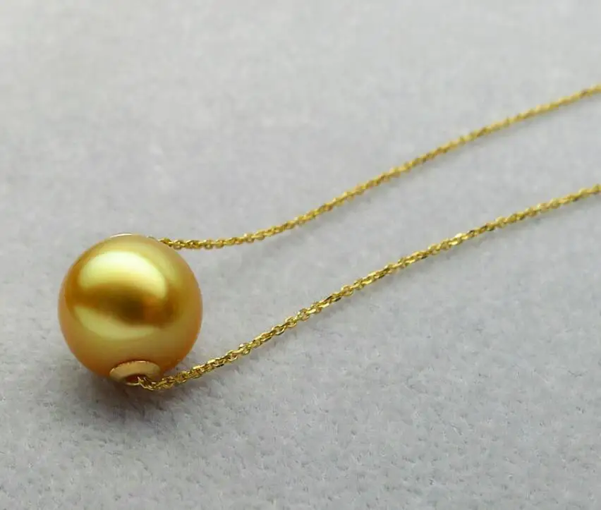 AAAAA Золотой южного моря культивированный жемчуг Цепочки и ожерелья 18 К желтое золото 10-11 мм Сертификат GGG