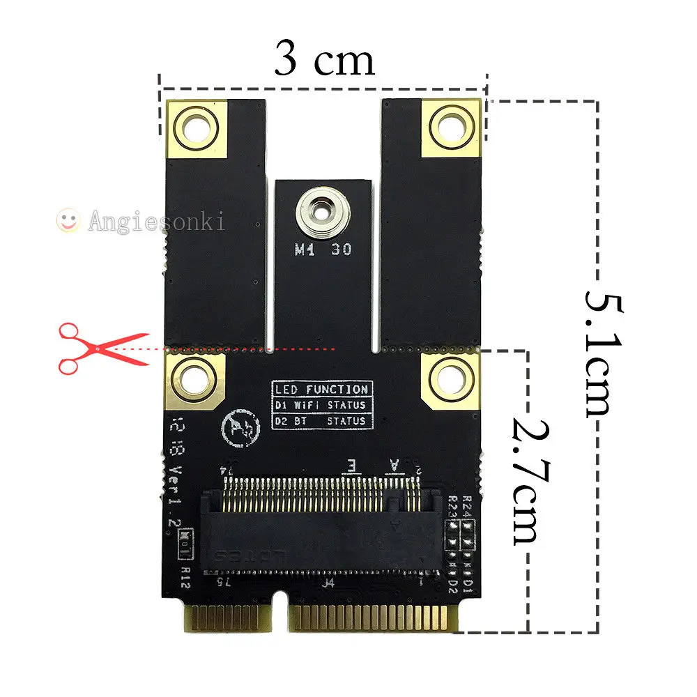 M.2(NGFF) Mini PCI-E адаптер конвертер для Intel 7260 7265 3160 8260 8265 17265 18265 9260(AC/AN/BN) NGFF WI-FI модуль