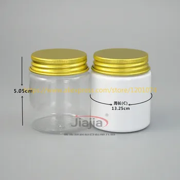 

50 grams clear/white PET Jar, 50g clear/white PET Bottle with gold Aluminum Lid 50ml Plastic Cosmetic Packaging Butter Jar