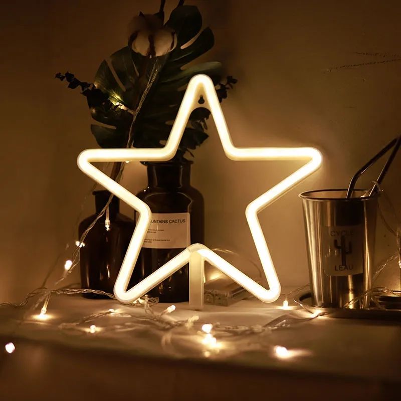 Неоновые ночные светильники Фламинго Рождественская елка Коко угол, настенные Подвесные светодиодные лампы для Домашняя вечеринка, праздник украшения для детей безопасные подарки - Испускаемый цвет: Warm white Star