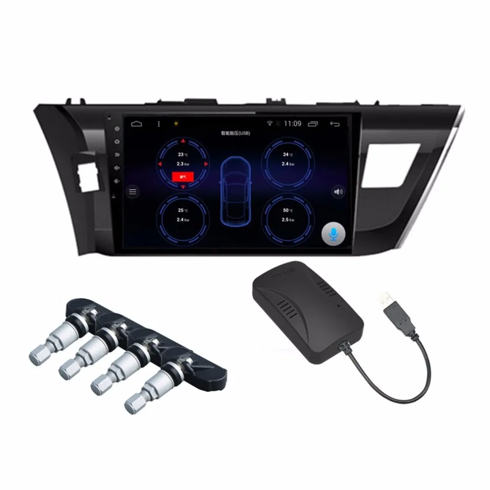 

USB TPMS Android Wireless Car Detector With External or Internal Sensors Auto Tyre Alarm Tire Pressure Monitoring System