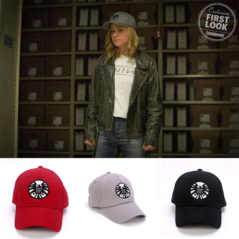 

movie Captain Marvel Cosplay cap Ms. Marvel Carol Danvers Adjustable hat S.H.I.E.L.D. Shield Baseball Caps